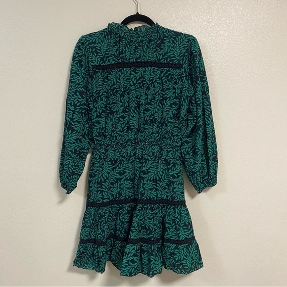 Joie Dress Women’s Size Small Green Black Salama Leaf Printed Puff-Sleeve Dress - Picture 9 of 17